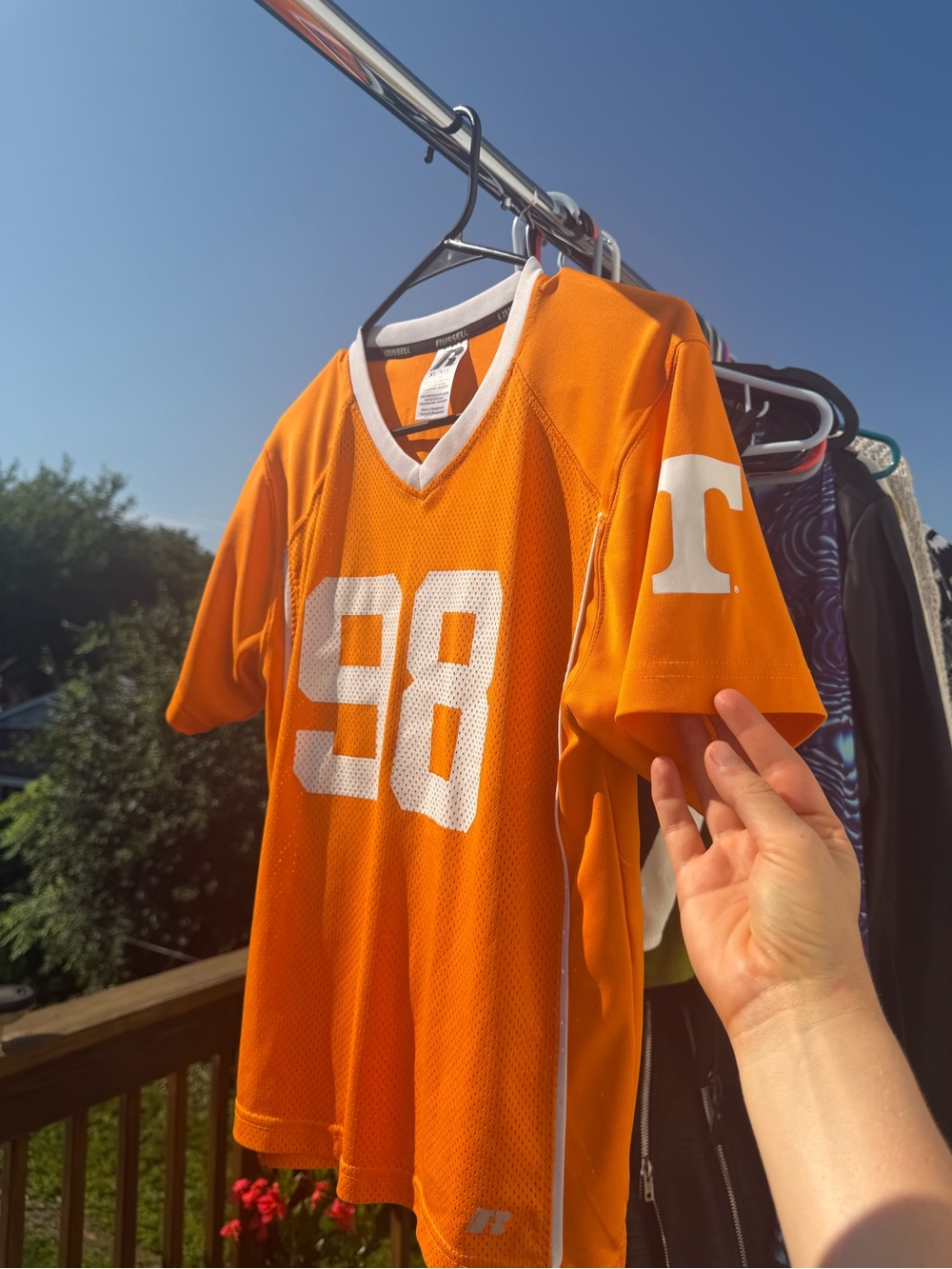 Russell Athletic Orange Volunteers Football Jersey with White Number 98 YOUTH XL